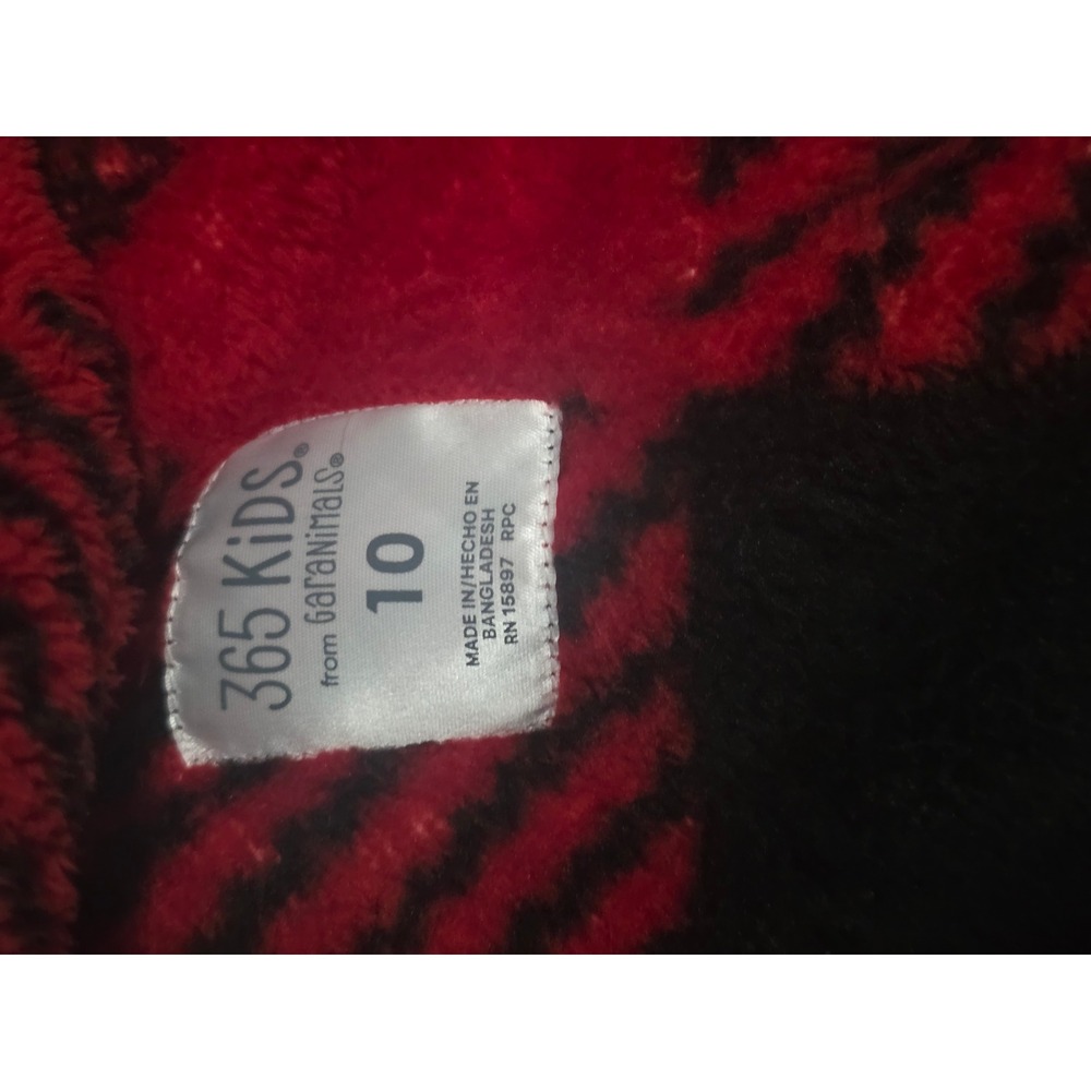 365 Kids Buffalo Plaid Fleece Jacket Red Black 3/4 Zip Pockets Size 10 - Picture 4 of 8